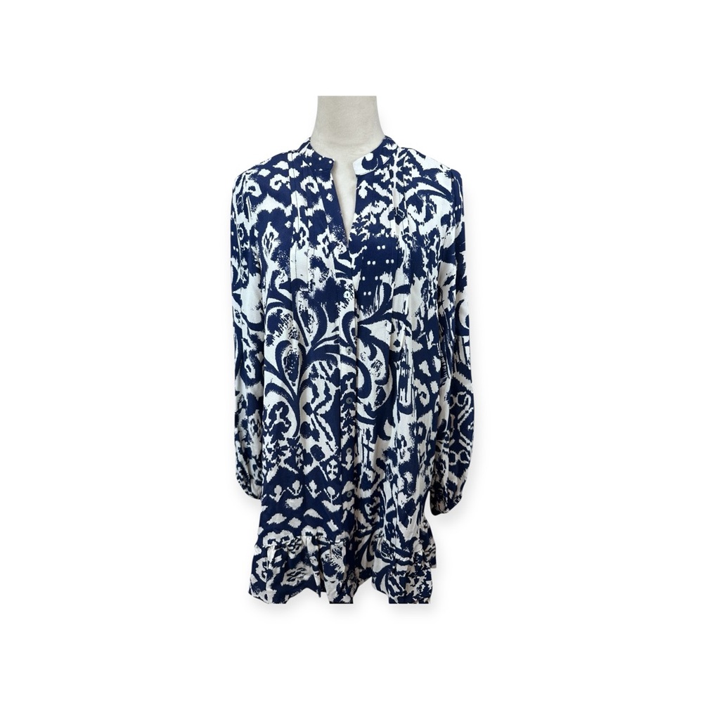 Zara Blue and White Patterned Blouse